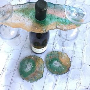 Wine/Champagne glass holder coasters set